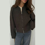 Women's Spring And Autumn Hot Casual Zipper Loose Knitted Shirt Coat Small