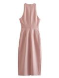 Pink Long Dress Women Waistcoat Midi Dress Woman Sleeveless Elegant Dresses For Women 2023 Office Formal Party