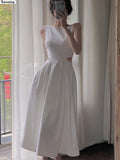 French White Black Women Elegent Party Midi Dress Female Sexy Fashion Slim Clothes