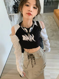 2024 Crop Top Long Sleeve T-shirt Women Y2k Off Shoulder Hollow Out Grunge TShirts Fairy Korean Sexy Harajuku Tee