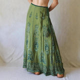 Niche Retro Print Bumps National Wind Low-Waist Tie With Large Swings Thin Half-Body Skirts 2025 New