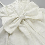 Jacquard Print Large Bow Flare Mini Dress-Outfit