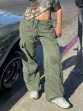 Cargo Pants Baggy Jeans Women Fashion 90s Pockets Wide Leg High Waist Straight Y2k Vintage Denim Trousers Overalls
