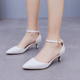 Cm Large-Size Sandals Fine Heel Point White Matur PU Wedding Shoes Sandals White High Heels Bridal