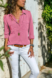 2020 Spring Autumn Fashion Lapel Long Sleeve Women's Buttons Shirt Casual Loose Solid Pocket Ladies Shirt Tops Plus