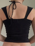 Solid Color Pleated Halter Tank Top- Outfit