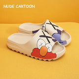 Indoor Home Bathroom Slides Thick EVA Bottom Sole Summer Couple Cute Cartoon Non-Slip Shoes Soft Flat
