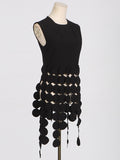 Zingj 2024 New Fashion Round Neck Sleeveless Round Piece Splicing Design Sense Tassel Advanced Sense Pure Color Top
