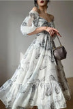 Floral Print Vintage Dress Women Sexy French Style Party Midi Dresses Casual Korean Fashion Elegant Retro Dress 2023