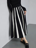 Black Patchwork Long Skirt- Outfit