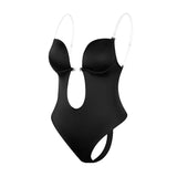 Shapewear Deep V-Neck Body Shaper Backless U Plunge Thong Shapers Waist Trainer Women Clear Strap Padded Push Up