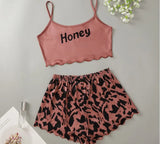 Printed Girls' Short-Sleeved Shorts Sexy Pajamas Girls' Cartoon Leisure PJ Leisure Home