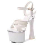 New Female Steel Pipe Dance Shoes Sandals Women Glitter Fashion Sexy High Heels 17.5CM Platform Party Wedding Summer Women