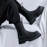 2025 New Youth Round Head Frosted High Help Middle Tube Thick Bottom Set Foot Men's Flat Heel Martin Boots