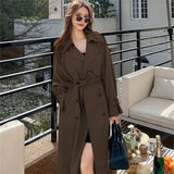 Women's Long-Term 2025 Spring And Autumn New Korean Version Of Large-Size Small Man Popular British Wind Coat Over The Knee