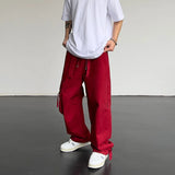 Hip-Hop Red Overalls Men's Trend Brand Ins High Street Retro Loose Straight Wide-Legged Leisure