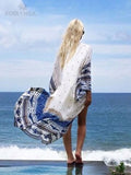 Bohemian Printed Summer Beach Wear Pareo Long Women Tops and Blouse See Through Wrap Chiffon Tunic Kimono Cardigan