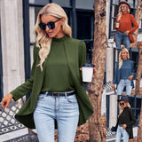 Autumn And Winter Casual Women's Wear Trend Solid Color Half High Collar Long Sleeves Fake Two Shirts