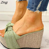 Gift Feet Chain Slip On Leisure Platform Summer Sandals 2023 Wedges High Heels Women Shoes Woman Mules Flip