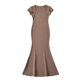 Zingj Trendy Women's Dress Street Shot Square Collar Fishtail Short-Sleeved Dress Slim Body Shows Thin Buttocks Spicy Girls Short