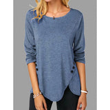 Women Casual Long Sleeve O Neck Button Irregular T Shirt Spring Vintage Loose Shirt Oversize 2XL Tee Shirt Oversized Tops
