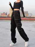 Patchwork Baggy Jeans Fashion Streetwear Cotton Women Denim Trouser Loose Cargo Pants Korean Jeans