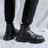Zingj Style Retro High Bang Korean Version Go Versatile Thick Top Taller Chelsea Boots