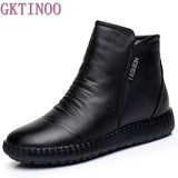 2022 Autumn Fashion Women Genuine Leather Boots Handmade Vintage Flat Ankle Botines Shoes Woman Winter