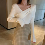 Sexy V neck Sweater Women Sweaters Fashion Jersey Women Winter 2021 Autumn Pullover Women Sweater Jumper Truien