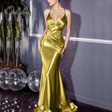 2022 Summer Women Long Party Dress Sexy Backless Elegant Lady Silk Gold Floor Length Maxi Satin Slip