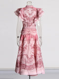 Fashion Printed Dress Women's Spring 2025 New Korean Casual High-Sleeve High-Rise Half-Senior