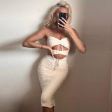 Elegant Hollow Out Spaghetti Strap Bodycon Long Dress For Women Gown Fashion Sleeveless Backless Madi Dress
