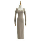Zingj Trendy Women's Wear Pure Desire Spicy Girls Hollowed-Out Dress Autumn And Winter New Stature High Elastic Tight Hip