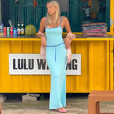 Contrast Spaghetti Strap Bodycon Maxi Dress- Outfit