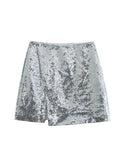 Silver Sequin Skirt Woman Glitter Short Skirt Women High Waist Sexy Mini Skirt Y2k Streetwear Fashion Slit Winter