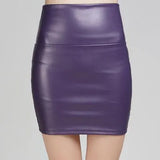 Skirts Women Pencil Skirt Pu Leather High Waist Party Female Sexy Short Woman Bodycon Saias Feminina 20 Candy Colors