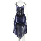 Summer New Dark Style Fashion Temperament Sexy Slim Purple Suspender Tail Dress Women's