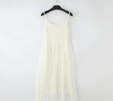Women Summer Spaghetti Mesh Dress Sleeveless Comfy Modal Princess Dress Sundress for