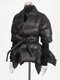 Wind 2025 Winter New Splicing Knit Cuffs Primary Personality Cut Cotton Clothes Padded Coat