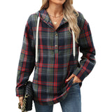 Zingj / Winter 2024 New Plaid Drawn Rope Hooded Loose Long-Sleeved Hoodie-Outfit