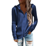 Zingj And Winter New Stripe Casual Hoodie Loose Knit Sweater Zipper Cardigan Long Sleeve Hooded Sweater Woman-Outfit