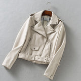 2021 New Spring Women Pu Faux Leather Jacket with Belt Autumn Moto Biker Loose Leather Coat Streetwear Ladies