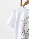 vintage chic smiley print T-shirt women 2022 summer short sleeve round neck cotton cozy tees casual tops female