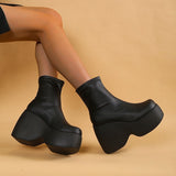 Bottom Boots 2025 New Leather Elastic Slope And Thick-Bottomed Short Boots Female Martin