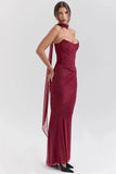 Corset Top With Long Scarves And Body-con Midi Skirt Set-Outfit