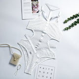 Knit Fish Net Mesh Bodysuit Women Sexy Goth Lingerie Overalls For Women Sleeveless Body Black