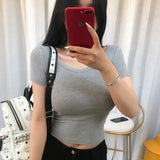Top Black T Shirts Slim Sexy Basic Short TShirts Femme Club White Women Shirts Harajuku 2021 Summer Short Sleeve Crop