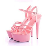 Hot! Women Summer Sandals Patent Leather Platform Sandals High-heeled Shoes 15cm Fashion Shows Thin Heels Plus-size pumps