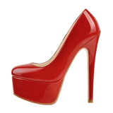 Onlymaker Women's Platform 16CM Thin Heels Pumps Fashion Leopard Round Toe Shoes Sexy Party wedding Stiletto Plus Size