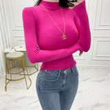 Summer Top Sexy T Shirt Women 2021 Elasticity T-Shirt Korean Style Woman Clothes Slim Tshirt Female Casual Long Sleeve